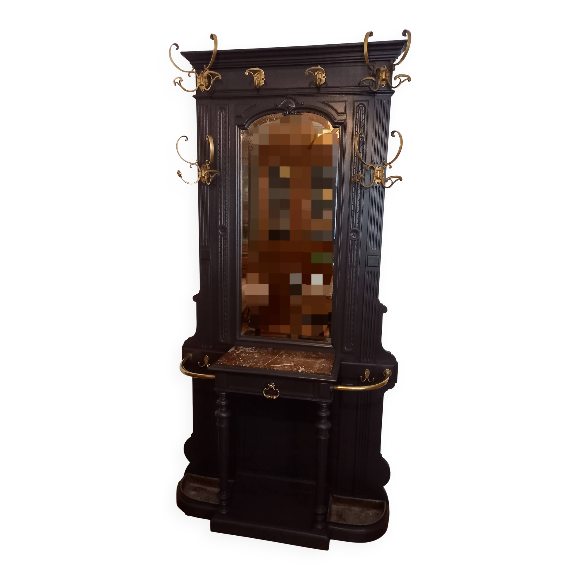 Porte-manteau /Vestiaire ancien revisité, Napoléon III, en noyer peint