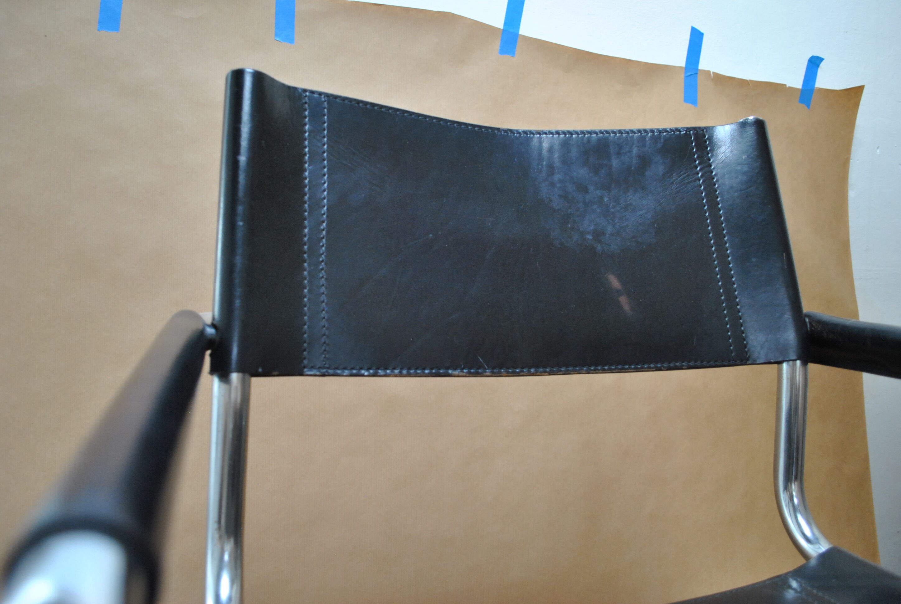 chair design vintage tubes chrome leather black