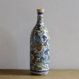 Antique Iznik Style Pottery Bottle with Birds, Ottoman Revival Ceramic Vase