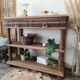 Console desserte meuble d'appoint en chêne massif