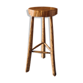 Tabouret haut tripode brutaliste - bois