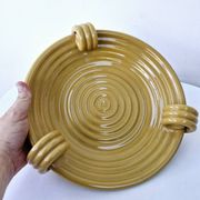 Vintage fruit bowl basket ocher ceramic art deco style