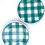 Vintage beige and green checkered service