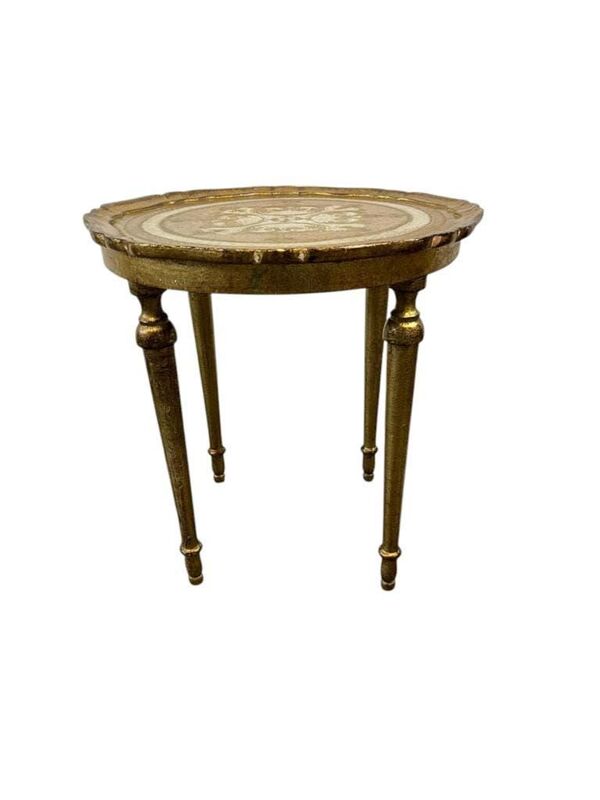 Table d'appoint ronde florentine vintage / table d'appoint