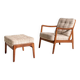 Model 109 Armchair by Ole Wanscher with Footstool, 1950s