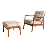 Model 109 Armchair by Ole Wanscher with Footstool, 1950s