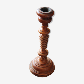 Turned wooden candlestick