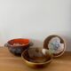 Vintage set of 3 glazed stoneware bowls Morvan pottery and other signature to iden