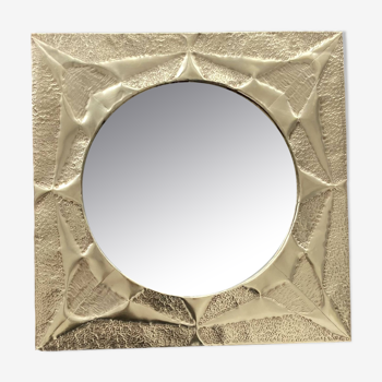 Miroir carré laiton doré martelé 27x27cm