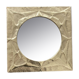 Hammered golden brass square mirror 27x27cm