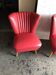Mid-century cocktail chair in red vinyl and beech, 1950s design from Czechoslovakia.