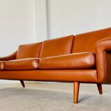 Vintage Danish mid-century Aage Christiansen (Matador) cognac leather sofa 60s