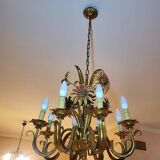 Set of painted metal chandeliers with flower decor