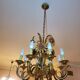 Set of painted metal chandeliers with flower decor