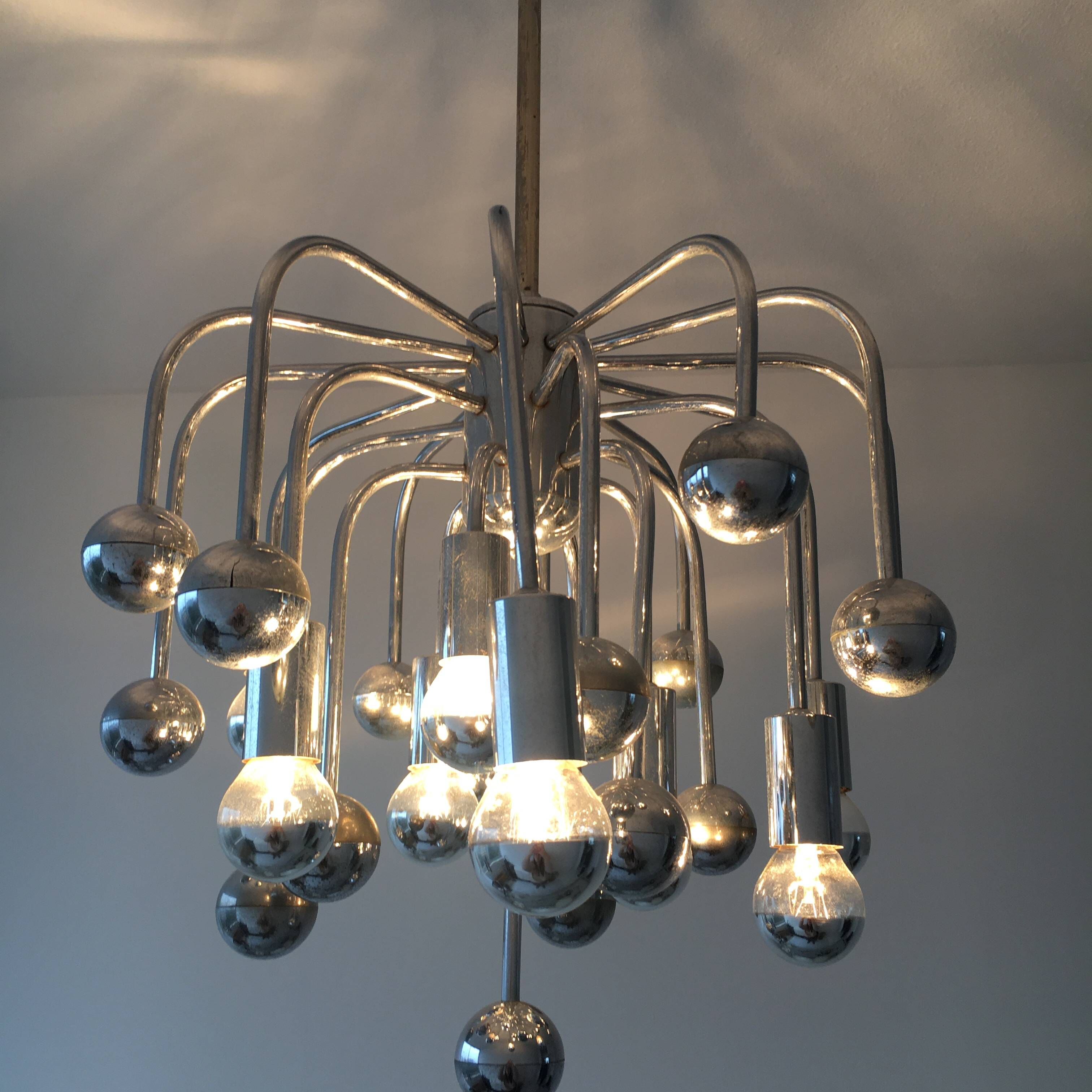 Space age sixties design sputnik hanging lamp, 1960’s