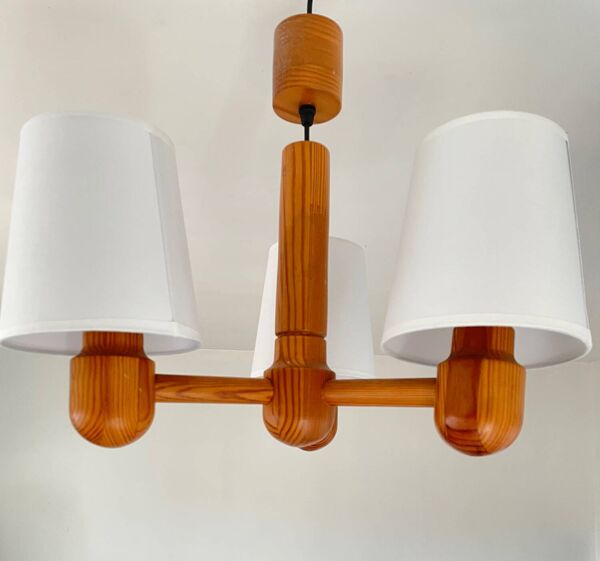 Lustre en bois de pin scandinave des années 70
