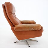 1970s leather swivel armchair by Nili Stoppmobler, Denmark