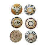 Set of six flat plates in earthenware XXth