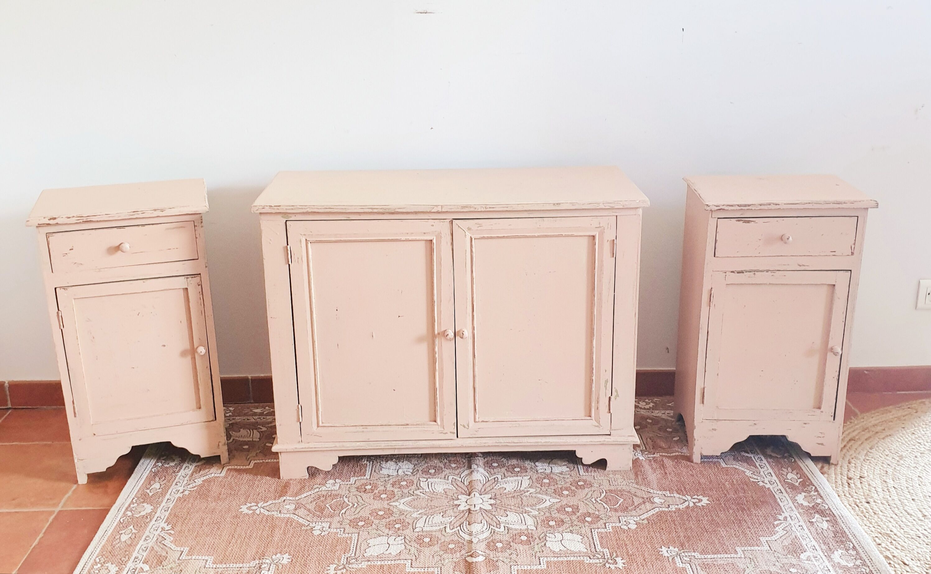 Chest of drawers and 2 bedside tables for children's room