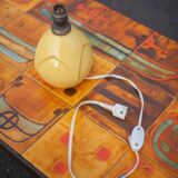 Pied de lampe en céramique craquelée jaune