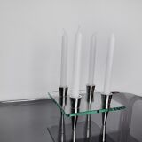 Bougeoir carré en verre, 4 flammes, danemark, 1970