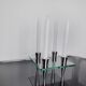 Square glass candleholder, 4 flames, denmark, 1970