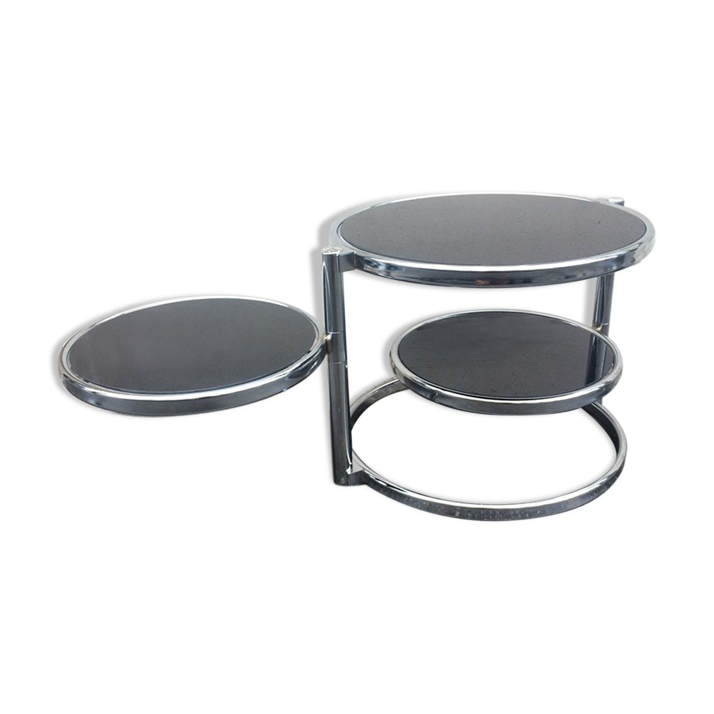 Chrome and black glass fan table, 1970