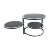 Chrome and black glass fan table, 1970