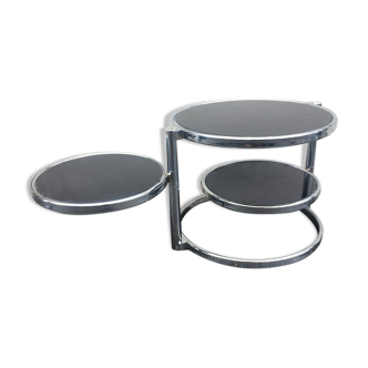 Chrome and black glass fan table, 1970