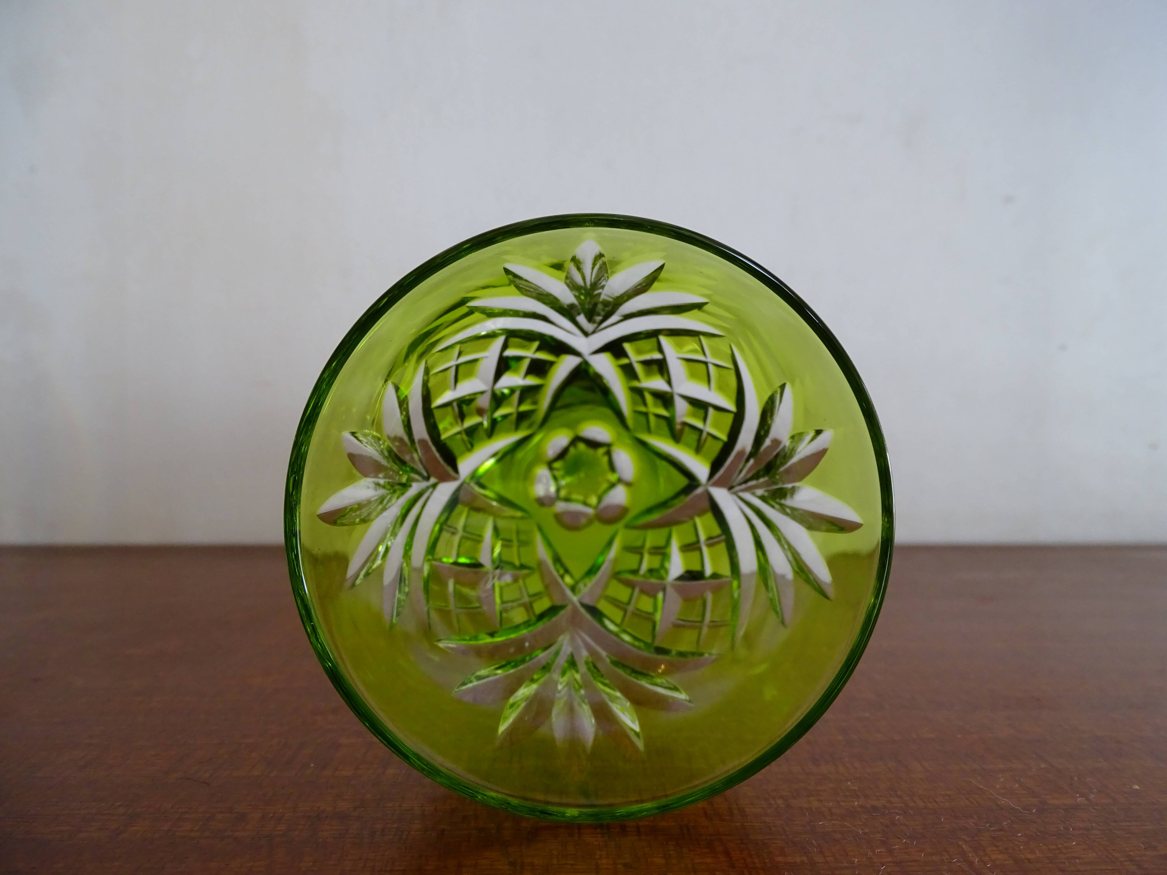 6 Roemer Saint Louis wine glasses in colored lined cut crystal signed