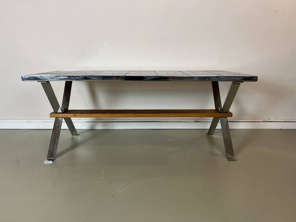 Vintage 1970s coffee table in ceramic, tiles, retro, mid-century