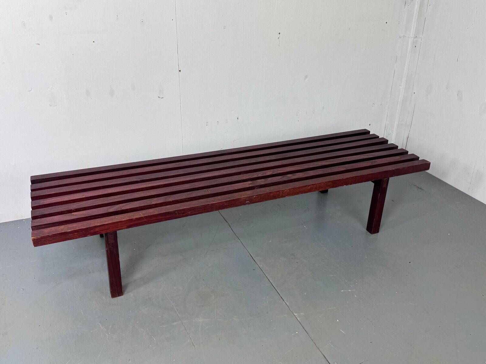 Mid-century modernist wooden wenge slat bench coffee table by Gijs Bakker for Castelijn, 1970s
