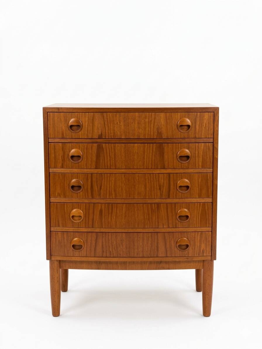 Scandinavian curved teak commode, Kai Kristiansen, 1960