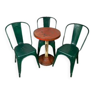 Ensemble chaises et guéridon Tolix