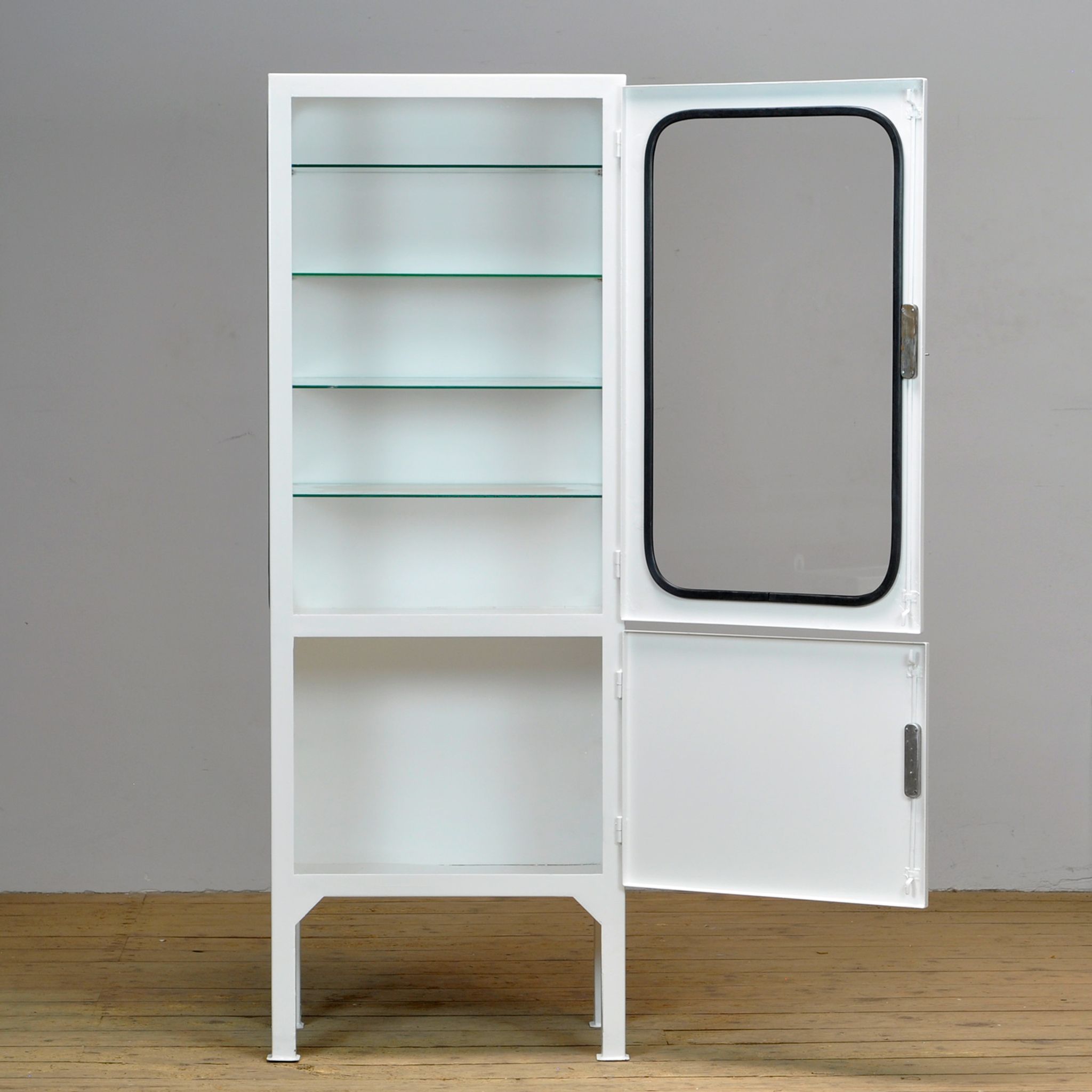 Vintage Iron And Glass Medical Cabinet, 1970s