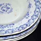 Set of 4 old earthenware plates from CREIL & MONTEREAU with purple vine decoration, 19th century.