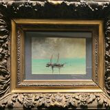 HSP Marine painting "Sailboat in gray weather" + frame