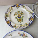 Lot of old plates, Decoration Rouen / peasant, St Clement PD