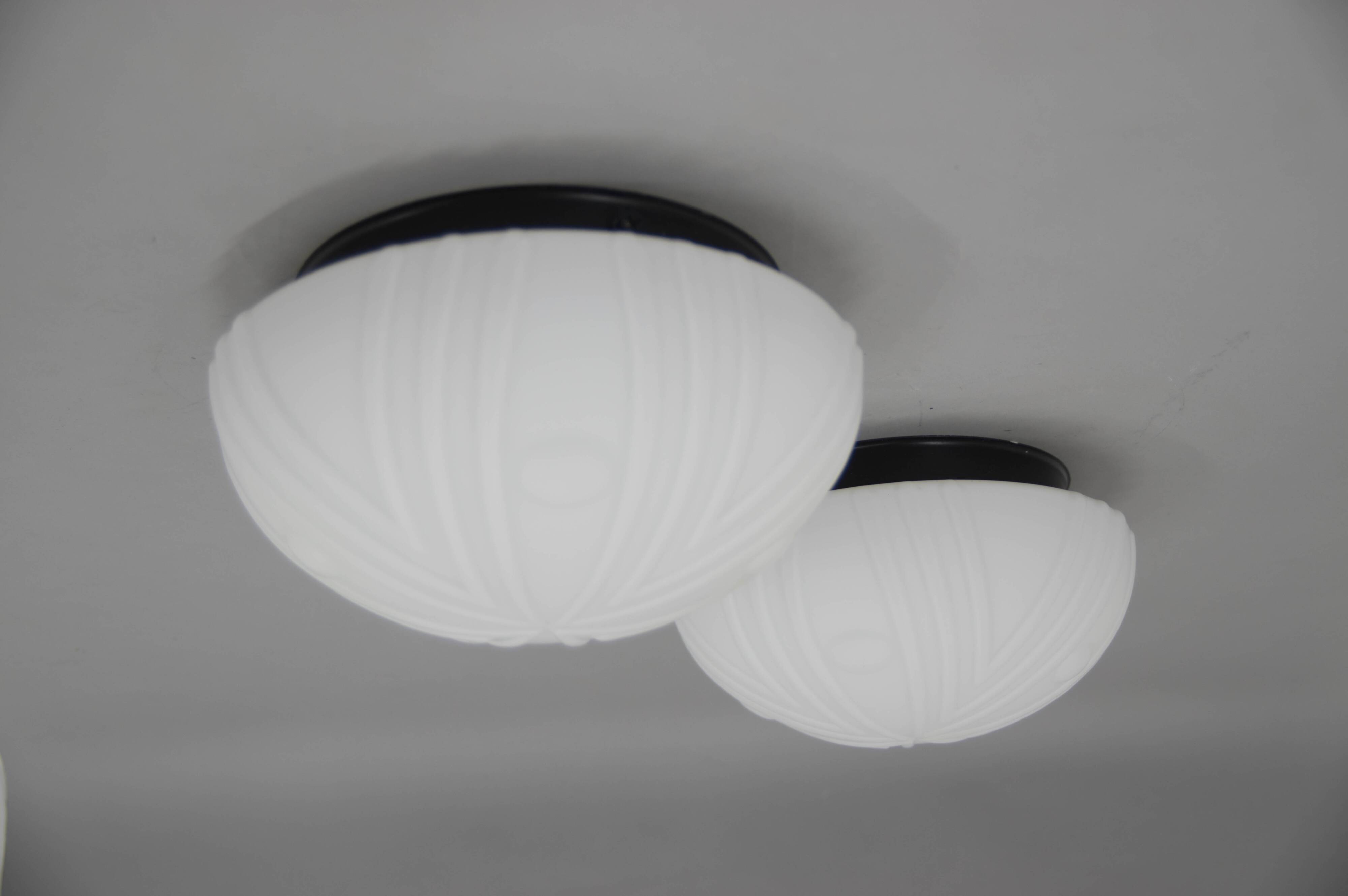 Pair of Mid-Century Flush Mounts, 1990s