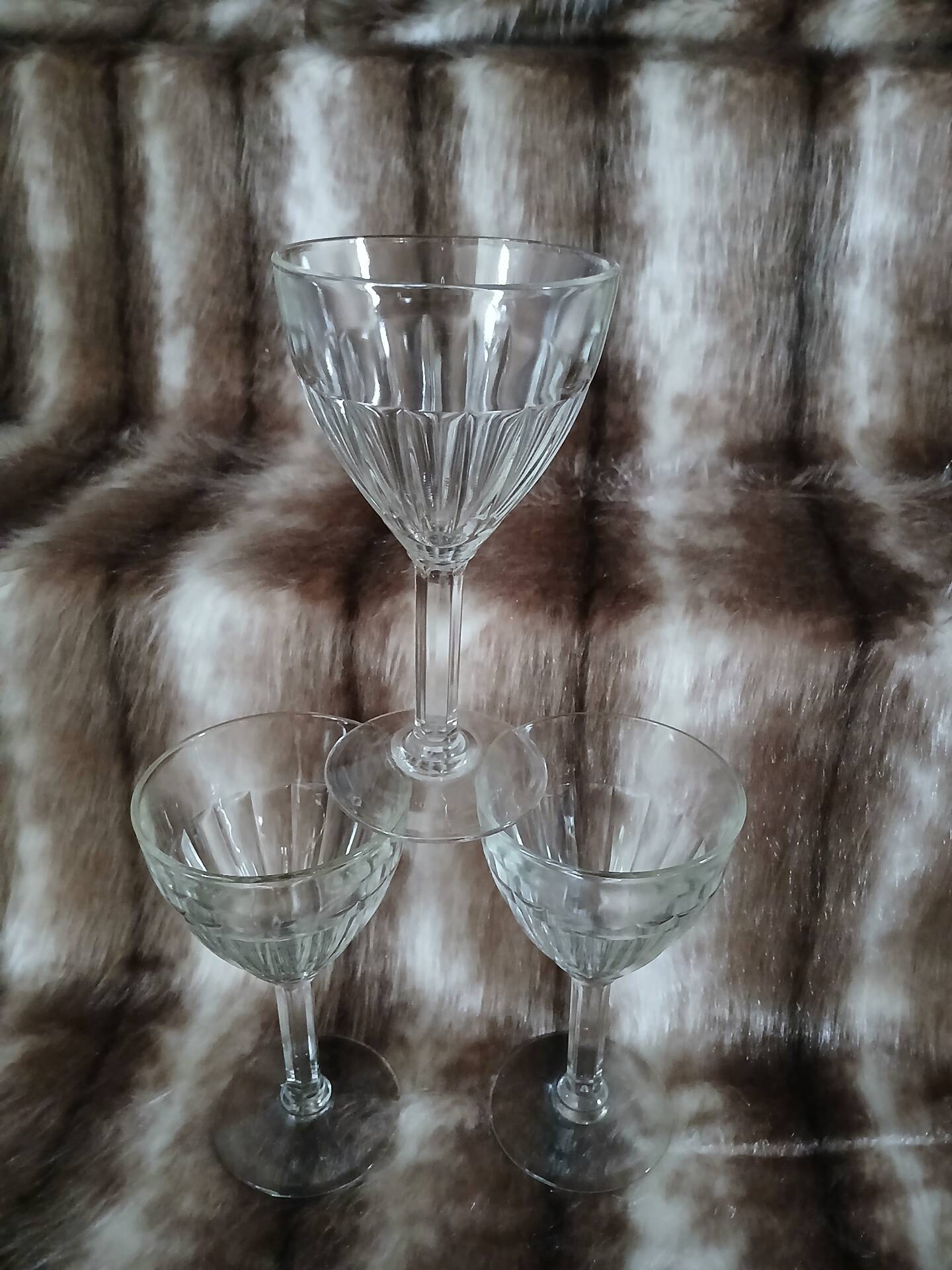3 vintage stemmed glasses