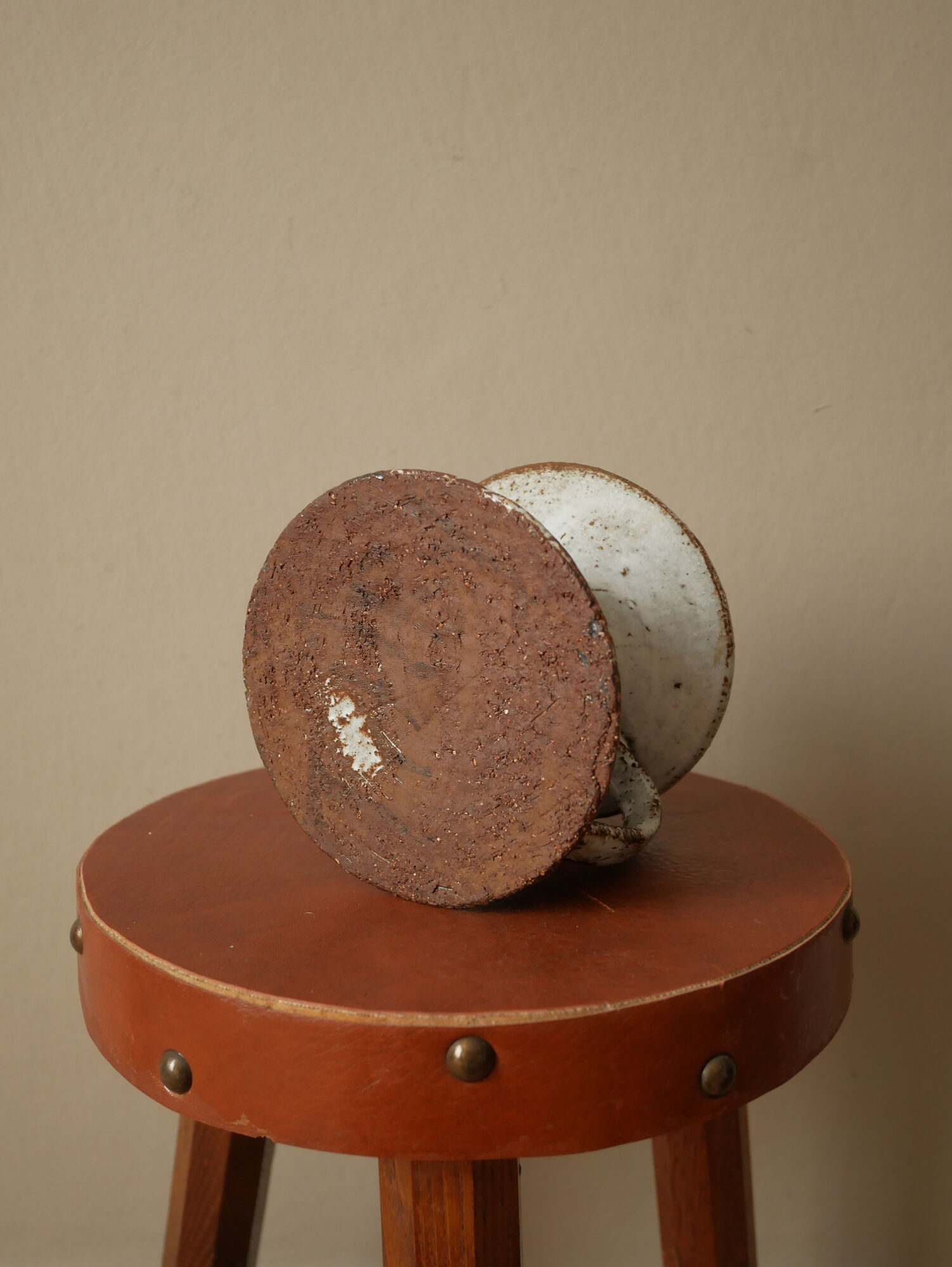 Handheld candle holder in ceramic or vintage soliflore Scandinavian decorative object