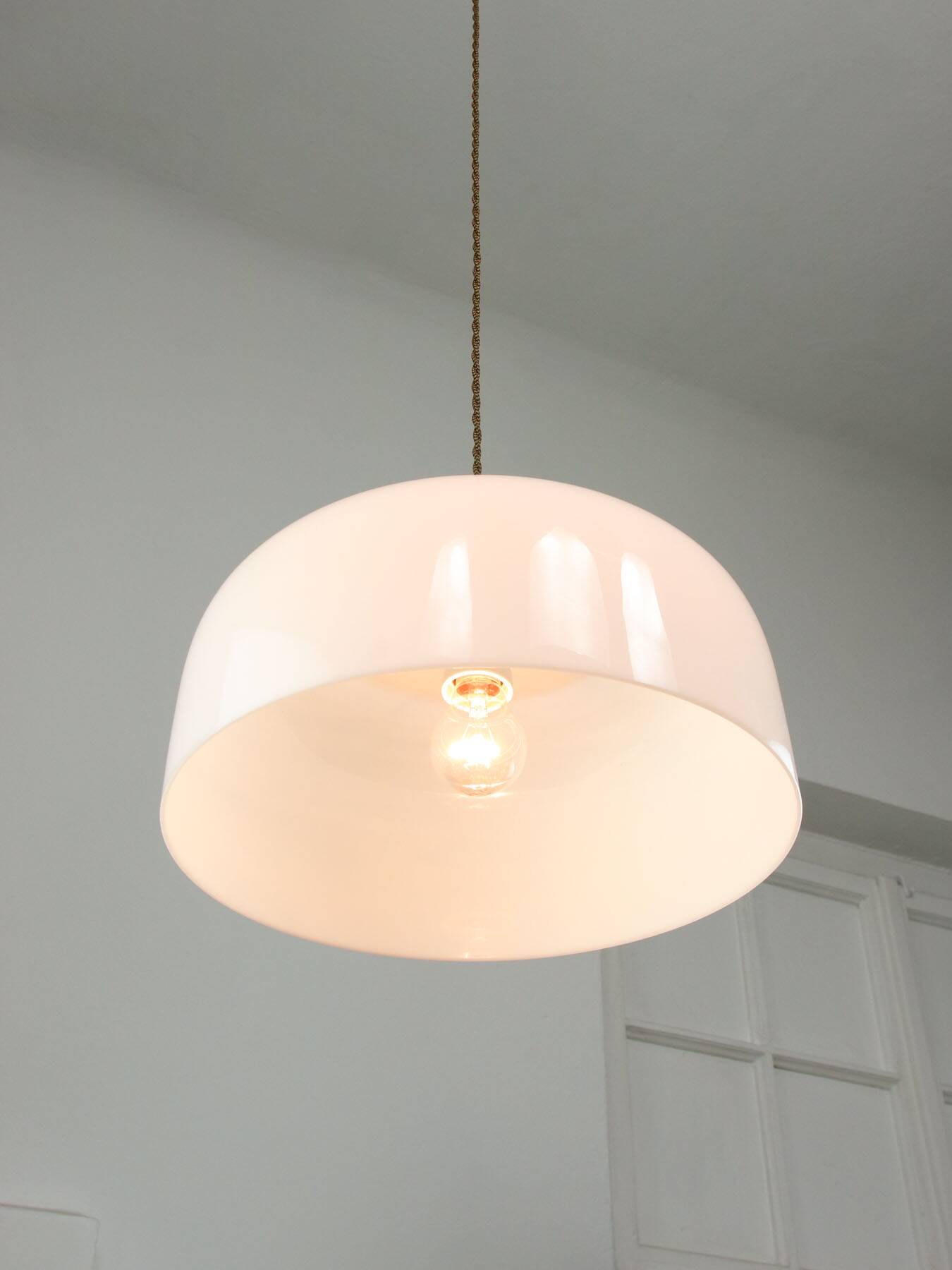 Space Age White Pendant Lamp from Guzzini, 1960s