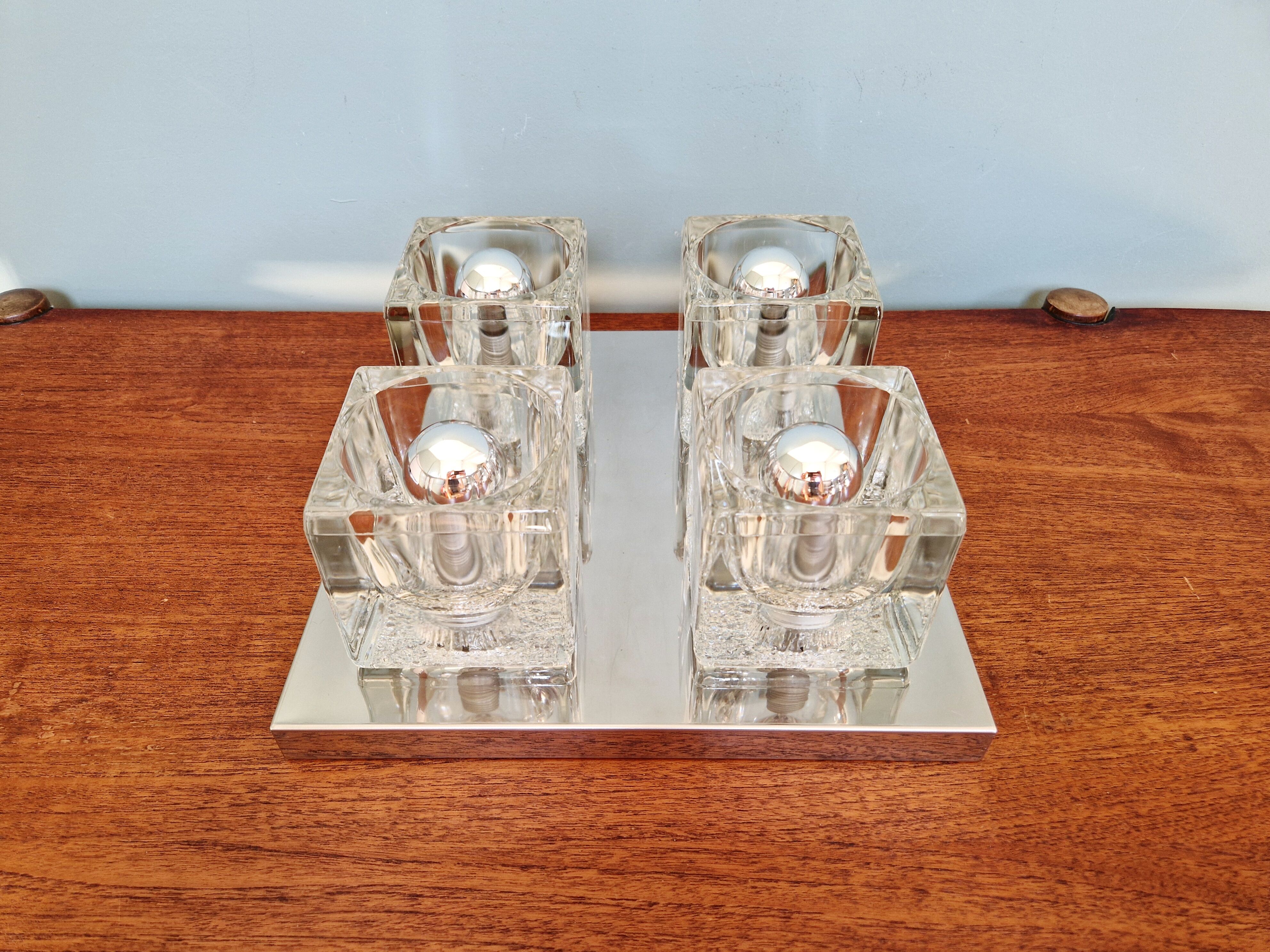 Square ceiling light/wall light Ice Cube, Peill & Putzler, 1970