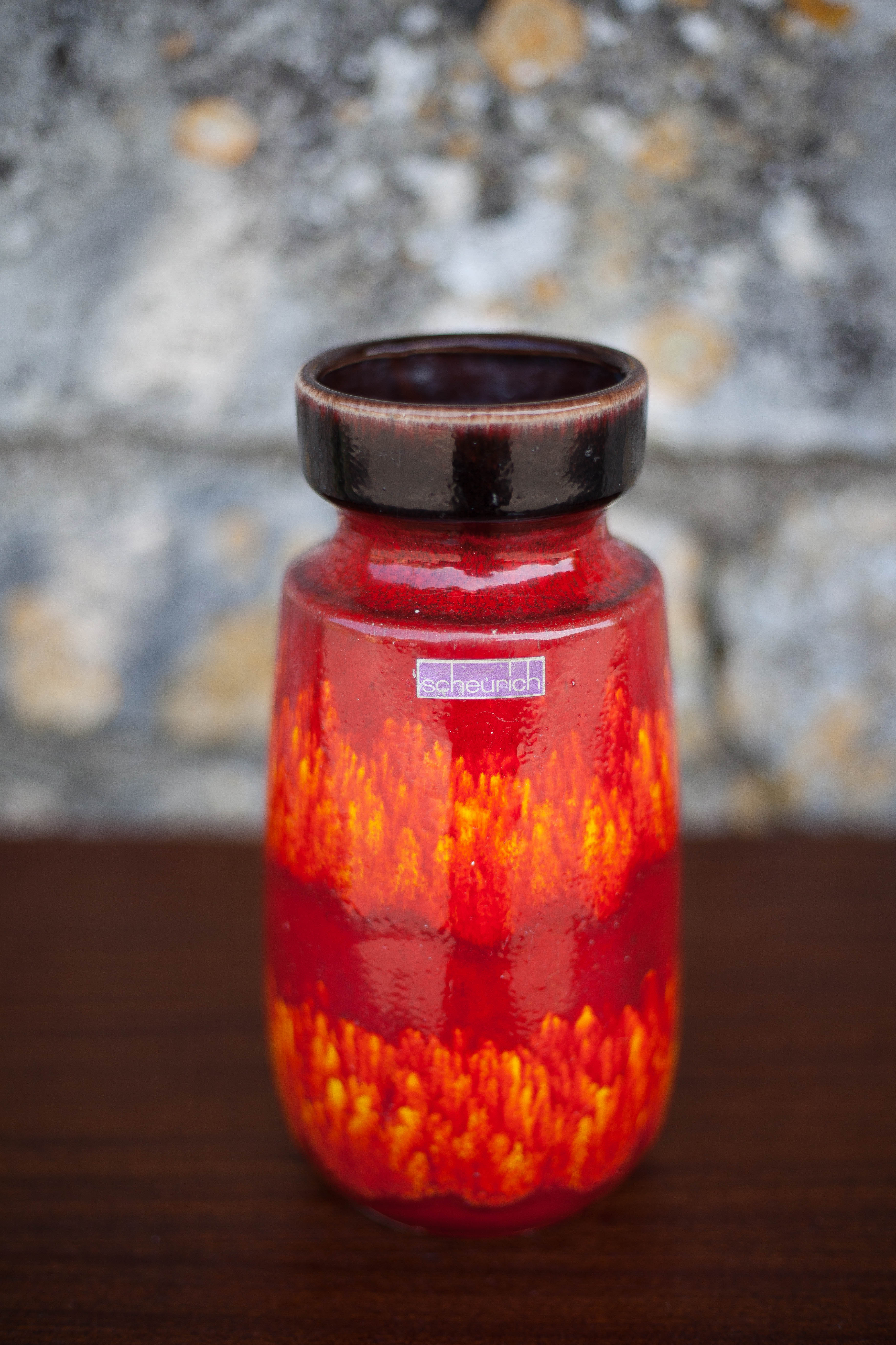 West Germany 242/22 ceramic vase, decorative vase, flower pot, fat lava, red vase, collection,
