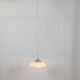 Vintage suspension in white opaline with a bulged shape – 1960s lampshade, brass.