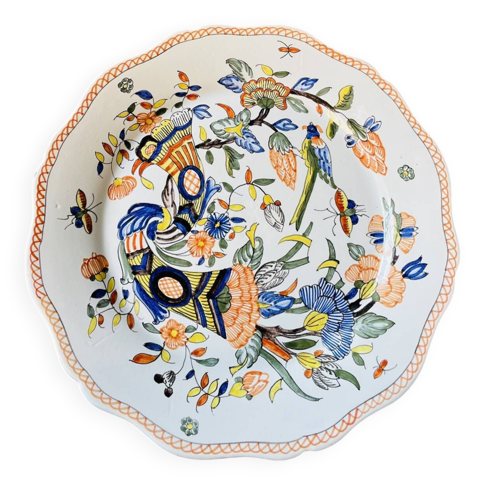 Decorative plate made of Rouen earthenware