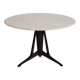 Mid-century modern round dining table in marble and ebony wood.