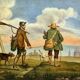 Hunting return oil on canvas 19th century