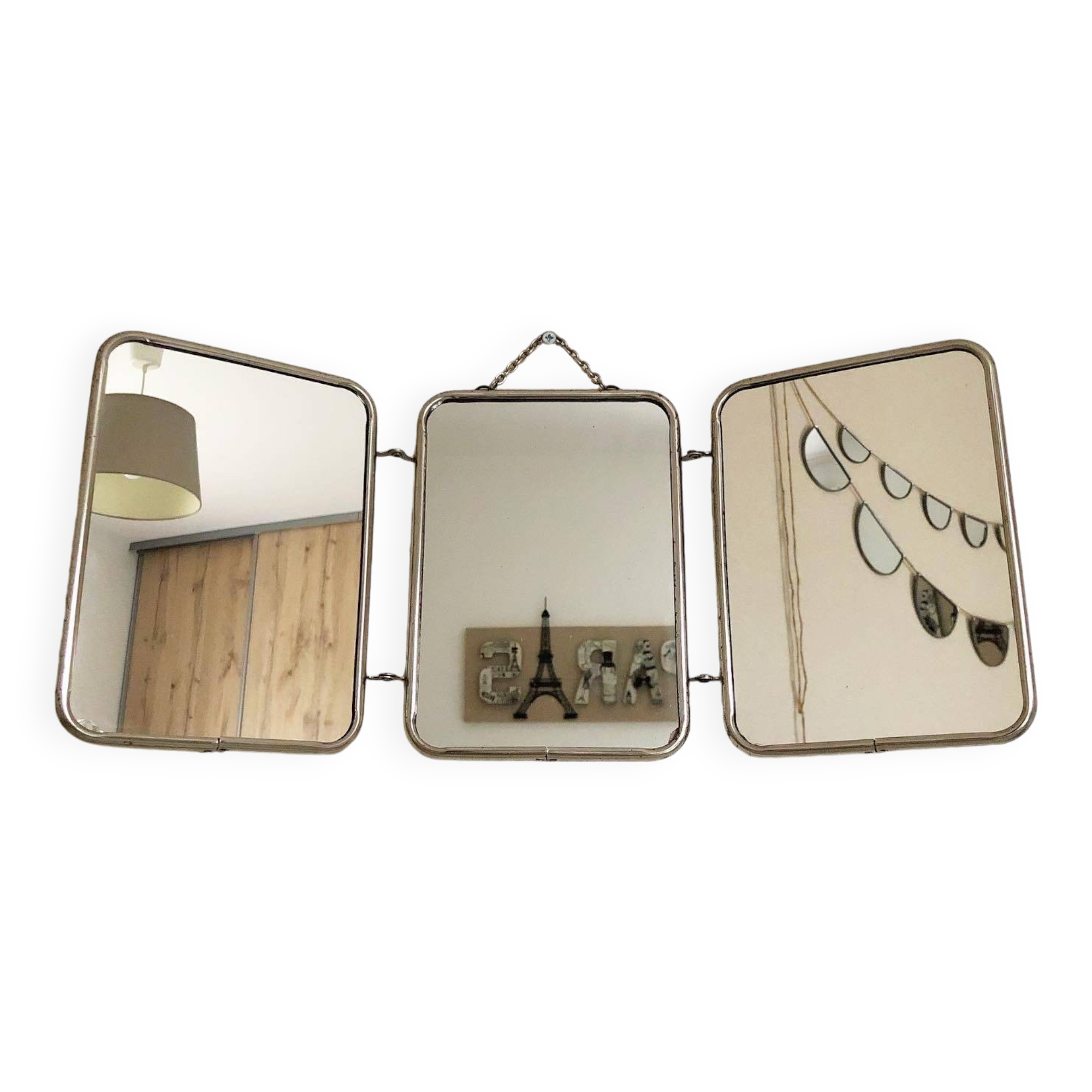 Vintage Triptych Barber Mirror