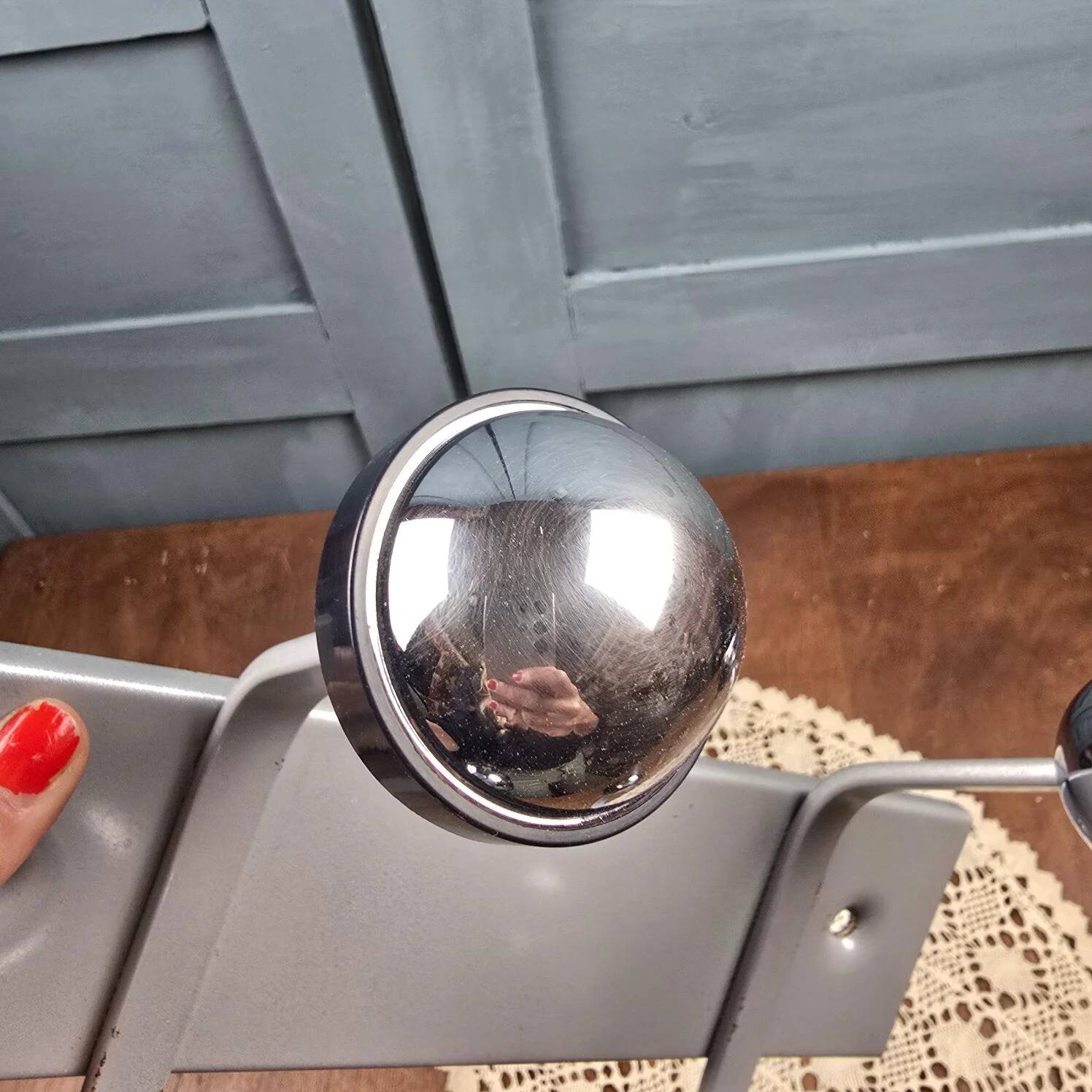 Grey Space Age wall coat rack with 4 chrome ball hooks vintage